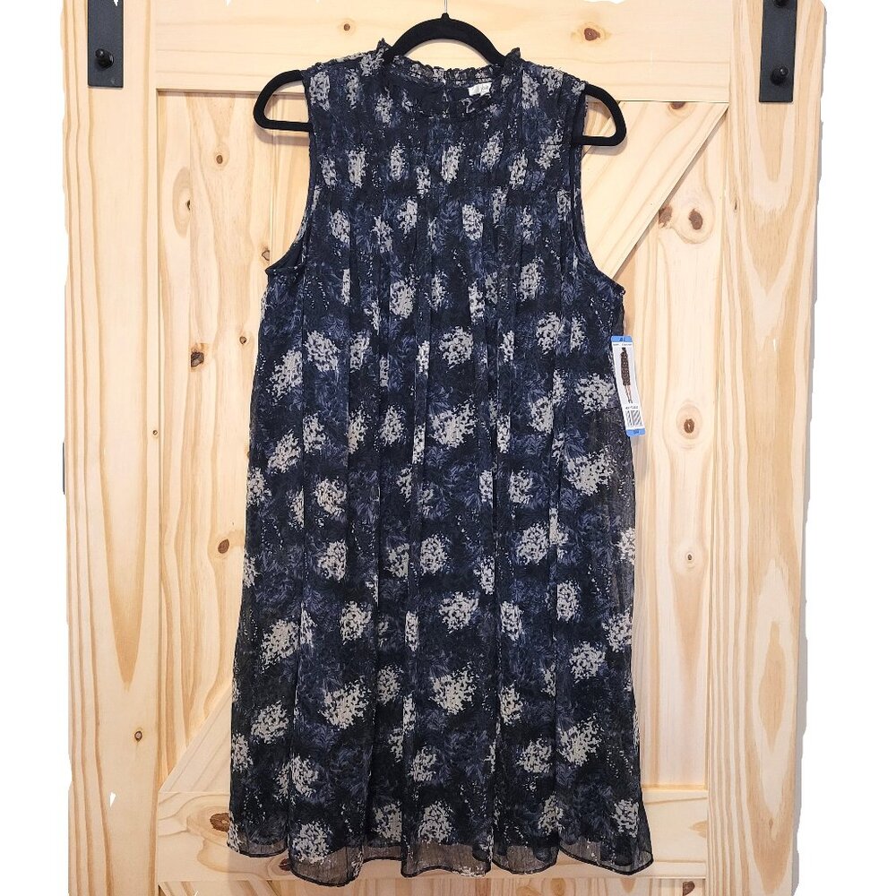 NWT Joie "Thelen" Baltic Print Smocked Ruffle Detail Mini Dress in Navy & Cream